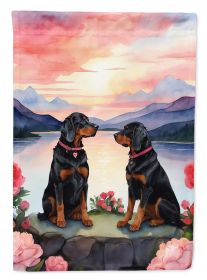 Gordon Setter Two Hearts House Flag Large Porch Sleeve Pole Decorative Outside Yard Banner Artwork Wall Hanging, Polyester, House Size, Multicolor