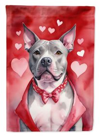 Pit Bull Terrier My Valentine Garden Flag Mailbox Flag Decorative Yard Flag Banner Outside Patio Artwork Yard Flower Beds, Garden Size, Multicolor