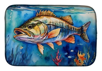 Striped Bass Dish Drying Mat Absorbent Dish Drying Mat Pad for Kitchen Counter Dish Drainer Mat for Countertop, 14 x 21", Multicolor