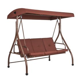 VEVOR 3-Seat Patio Swing Chair, Converting Canopy Swing, Outdoor Patio Porch with Adjustable Canopy, Removable Thick Cushion and Alloy Steel Frame