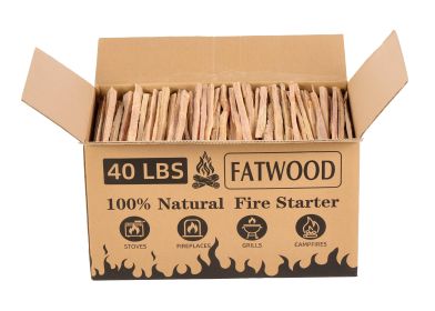 40 Lbs Fatwood Fire Starter Sticks, 100% Natural Kindling wood, Pine Firewood Firestarter for Campfire, Stove, Fireplace, Bonfires, Grill