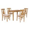 TREXM 5-Piece Kitchen Dining Table Set, Wooden Rectangular Dining Table and 4 Upholstered Chairs for Kitchen and Dining Room (Drift Wood)