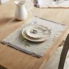 Better Homes & Gardens Woven Table Placemat with Fringe, Gray, 4 Piece Set