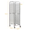 Commercial-Grade 20-Tier Sheet Pan Rack;  Galvanized Iron Bakery Rack;  Super Capacity Bread Rack with wheels;  Silver