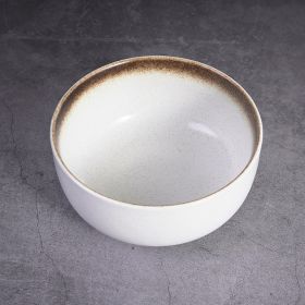 Japanese Ceramic Wholesale Retro Soup Bowl Salad Bowl Tableware (Option: Sesame gold-8inch 190x80mm-6PCS)