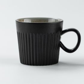 Coffee Cup Latte Household Mark Water Retro Stoneware Ceramic Cup (Option: Black-170ml)