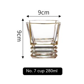 Golden Trim Gold Line Wine Glass Whiskey Decoration Cup (Option: Gold Painting 7 No 280ml Cup)