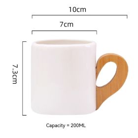 European Creative Bamboo Handle Cup Good-looking Gift Breakfast Milk Coffee Cup (Option: White-Single Cup With Bamboo Mat)