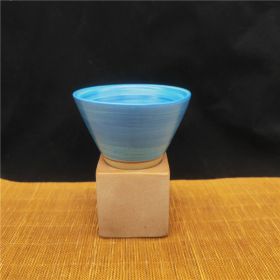 Ceramic Coffee Cup Water Cup Stoneware Ceramic Cup Funnel Shape Vintage Mug (Option: Plain Blue 150ml-150ml)