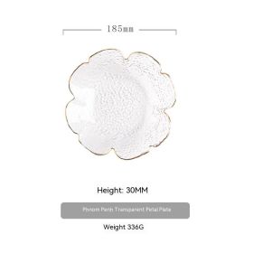 Japanese Style Hammer Pattern Petal Glass Bowl Plate Set (Option: M Disk Transparent Golden Edge)