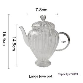 Classical British Glass Striped Heat-resistant Goblet Microwave Oven Available Tea Cup Afternoon Tea Explosion-proof Love Pot (Option: Large Love Pot-Conventional)