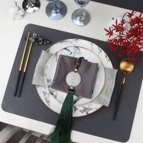 Home High-grade Leather Placemat (Option: Gray-Eight Pieces)