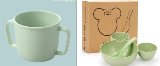 Bamboo Fiber Household Children's Milk Cup Creative With Handle (Option: Green set-230ml)