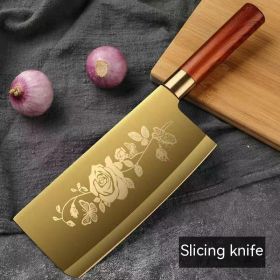 Gold Kitchen Household Alloy Bone Cutting Slice Knife Set (Option: Titanium Slicing Knife)