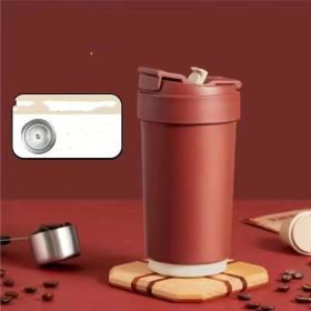 Portable Stainless Steel Insulated Coffee Cup (Option: Brick Red-401or500ml)
