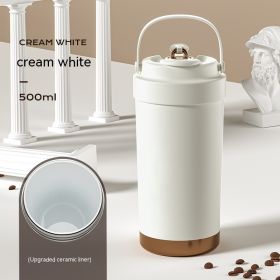 Female Student Portable Convenient Outdoor Coffee Cup (Option: White Ceramic Coated Liner-500ml)