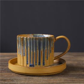 Ceramic Coffee Set Set Retro Kiln Baked (Option: Spray Blue-250ml)