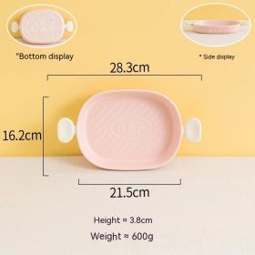 Cream Color Binaural Ceramic Ovenware (Option: Pink Large Disc-Macaron Tableware)