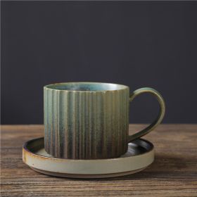 Ceramic Coffee Set Set Retro Kiln Baked (Option: Peacock Green 250ml-250ml)