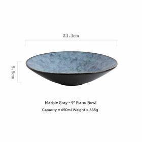 Japanese Ceramic Bamboo Hat Salad Bowl (Option: Marble Gray 9 Inches)