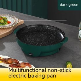 Takeaway Electric Baking Pan Mini Electric Griddle Household Non-stick Barbecue Oven Ingredients Supermarket Plate (Option: Dark Green-26cm-US)