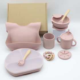 Children's Complementary Food Silicone Tableware Set (Option: Light pink)