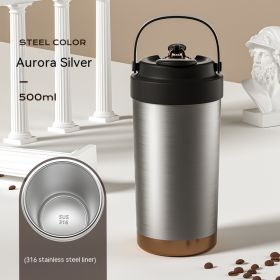 Female Student Portable Convenient Outdoor Coffee Cup (Option: Silver Seamless Liner-500ml)