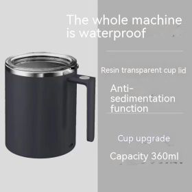 Portable Smart Magnetic Automatic Mixing Coffee Cup Rechargeable Rotating Home Office Travel Stirring Cup (Option: Black-360ml)