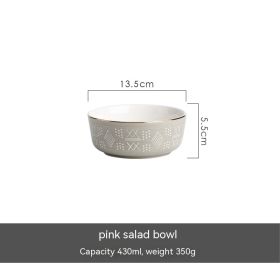 Hand-painted Light Luxury Underglaze Tableware Suit (Option: 55 Inch Beveled Edge Bowl-Pink)