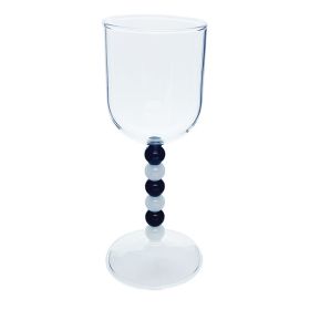 Fashion Bead Goblet Heat-resistant Glass Wine Glass (Option: Black And White)