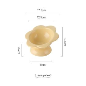 Ceramic Anti-tumble High Leg Cat Bowl (Color: Yellow)