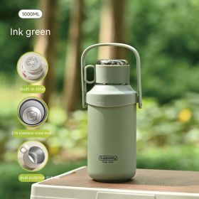 Stainless Steel Large Capacity Insulation Pot Good-looking (Option: 1000ML Green-Inside 316 Outside 304)