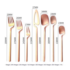 304 Stainless Steel Tableware Knife And Fork Stirring Spoon (Option: Rose gold 7pcs set-2set)