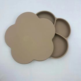 Children's Cat Claw Silicone Plate Food Grade (Option: Camel-With lid)