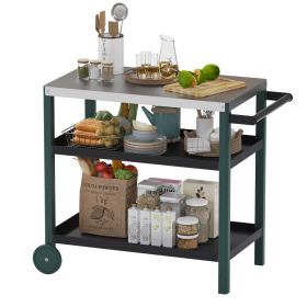 Patio Grill carts & Moveable kitchen island (Color: GREEN/BLACK)