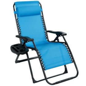 Oversize Lounge Chair with Cup Holder of Heavy Duty for outdoor (Color: Blue)