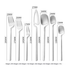 304 Stainless Steel Tableware Knife And Fork Stirring Spoon (Option: Silver 7pcs set-2set)