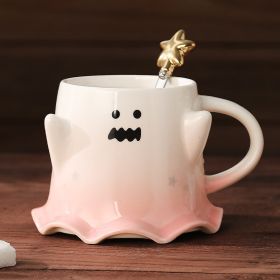 Halloween Cute Ghost Ceramic Cup (Option: 460ml XINGX Spoon Pink-460ml)