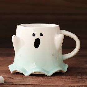 Halloween Cute Ghost Ceramic Cup (Option: 460ml Green-460ml)