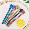 1pc Reusable Stainless Steel Straw - Creative; Multipurpose Spoon for Coffee; Milk; and More!