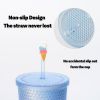 The glass with a lid, the plastic snail cup and straw Brook wall with the lid, the lid is leaked, no BPA, insulating glass, lid and straw, cold glass,