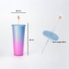 The glass with a lid, the plastic snail cup and straw Brook wall with the lid, the lid is leaked, no BPA, insulating glass, lid and straw, cold glass,