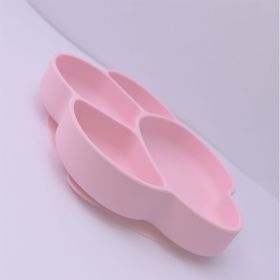 Children's Cat Claw Silicone Plate Food Grade (Option: Cherry blossom pink-With lid)