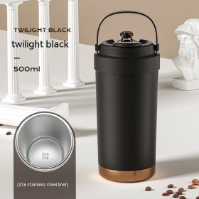 Female Student Portable Convenient Outdoor Coffee Cup (Option: Black 500ml 316 Seamless Liner-500ml)