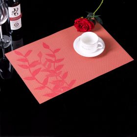 PVC Western-style Placemat Water Plants Leaves Insulation Placemat (Color: Red)